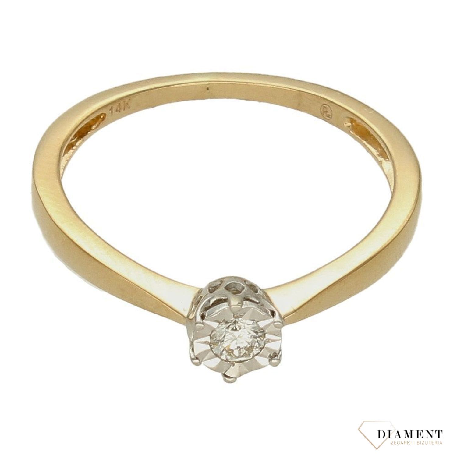 Pierścionek złoty z Diamentem Koronacja chwili 585 DIAMENT A210.jpg