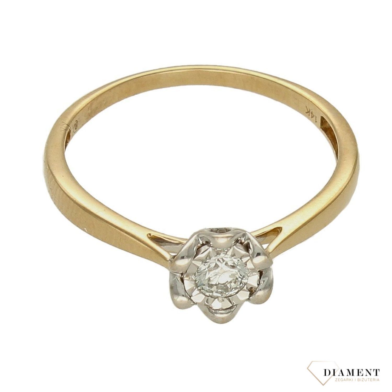 Pierścionek złoty zaręczynowy z Diamentem Kwiat Miłości 585 DIAMENT A216.jpg