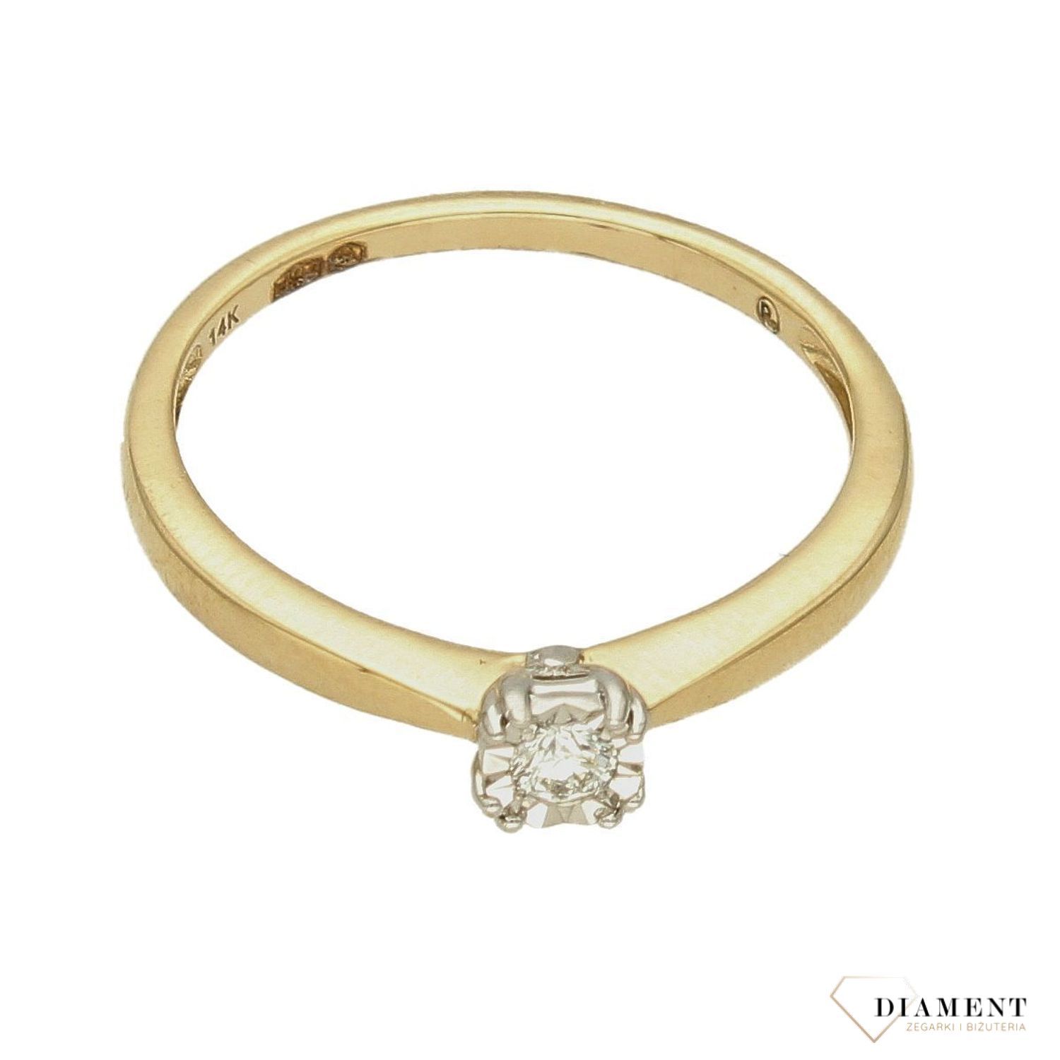Pierścionek złoty z Diamentem Wyjątkowa chwila 585 DIAMENT A217.jpg