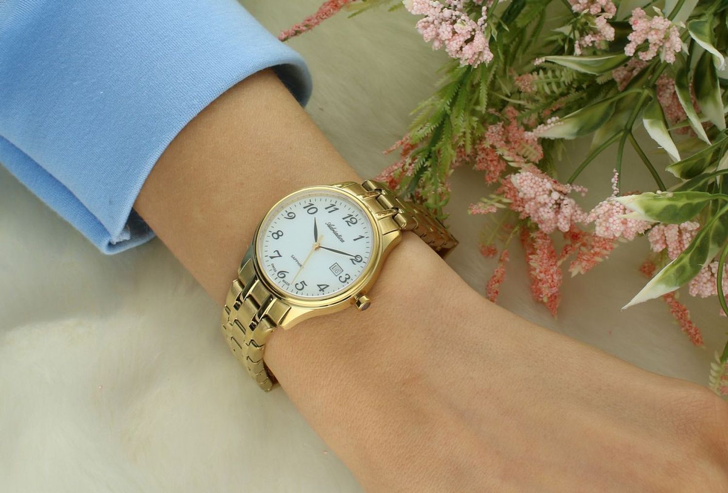 Adriatica A3300.1123Q – Złoty Zegarek Damski Swiss Made Szafirowe Szkło Datownik.jpg