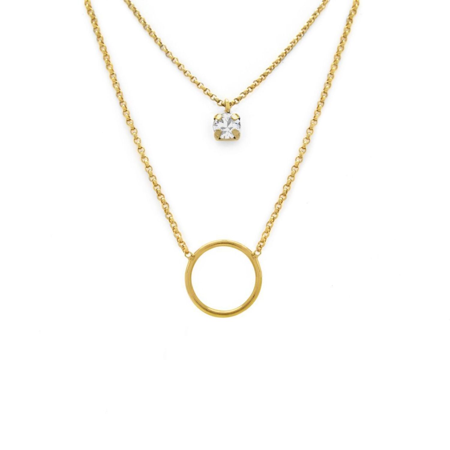 Naszyjnik pozłacany Victoria Cruz “ Kryształowe koło ” 925 A3365-DRG Wyjątkowa biżuteria z Victoria Cruz wykonana z najwyższej p.JPG