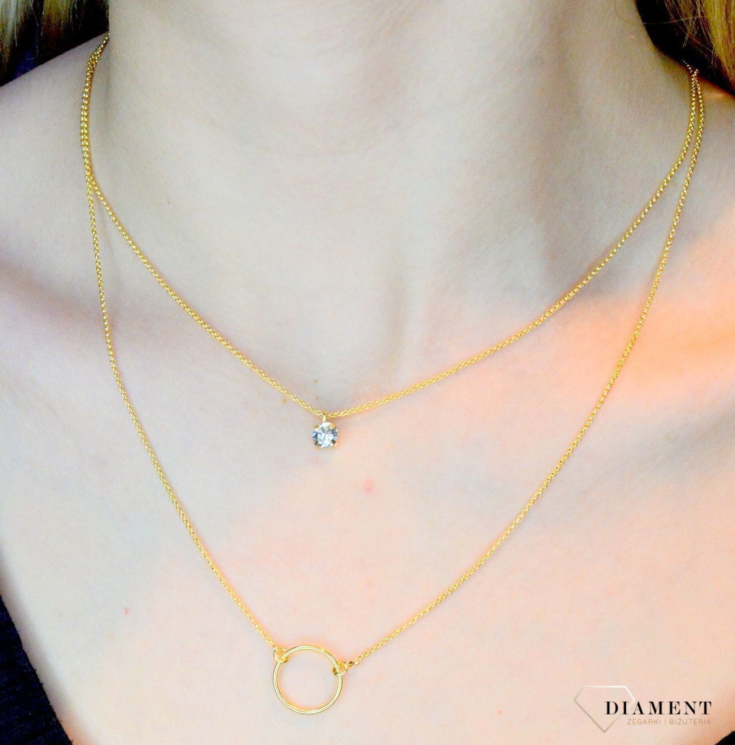 Naszyjnik pozłacany Victoria Cruz “ Kryształowe koło ” 925 A3365-DRG Wyjątkowa biżuteria z Victoria Cruz wykonana z najwyższej p.JPG