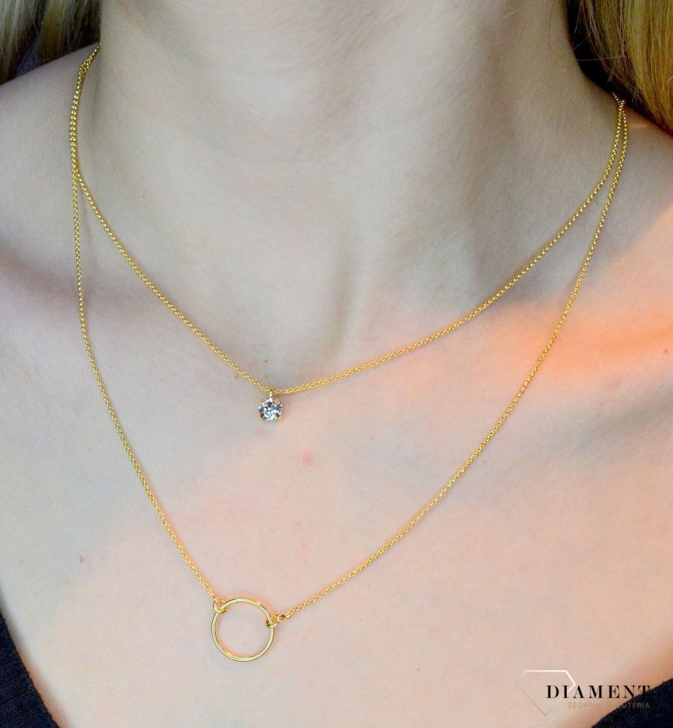 Naszyjnik pozłacany Victoria Cruz “ Kryształowe koło ” 925 A3365-DRG Wyjątkowa biżuteria z Victoria Cruz wykonana z najwyższej p.JPG