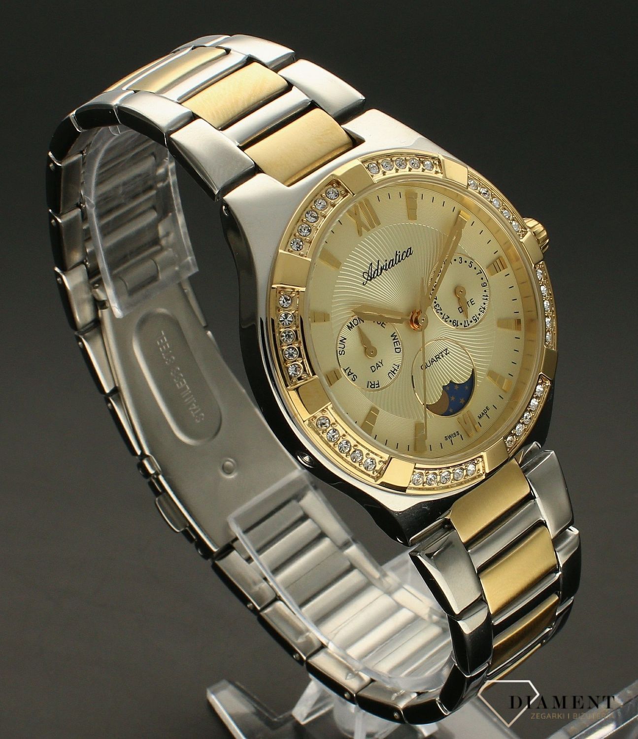 Zegarek damski Adriatica Classic Moonphase A3421.2161QFZ. ✓Zegarki damskie ✓ Zegarki Adriatica ✓Złote zegarki✓ Damskie zegarki ✓Zegarek damski✓ Autoryzowany sklep✓ Kurier Gratis 24h✓ Gwarancja najniższej ceny✓ Grawer.jpg