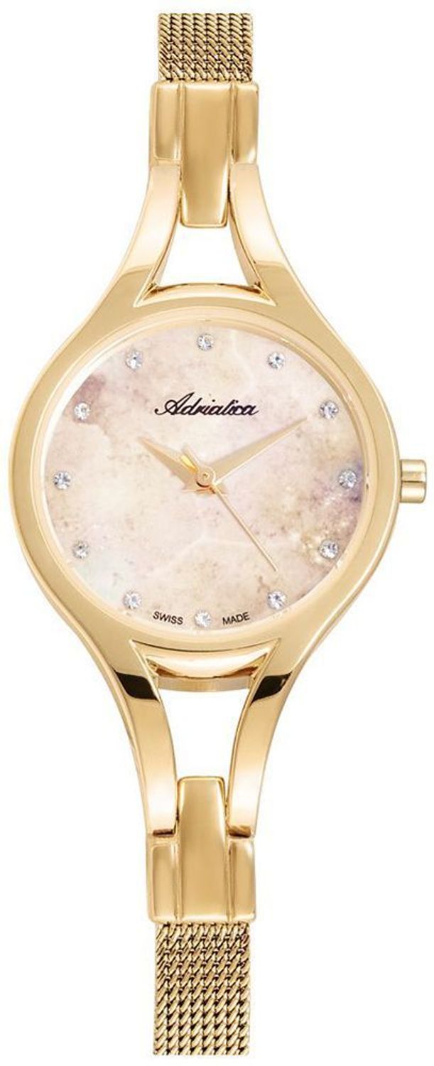 Zegarek damski Adriatica A3508.114SQ na bransolecie 'Perła' A3508.114SQ. Zegarek Adriatca A3508.114SQ na złotej, stalowej bransolecie to elegancki dodatek dla każdej kobiety. Wyrafinowan.jpg