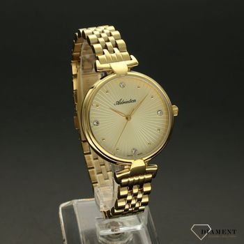 Zegarek damski Adriatica Złota tarcz z cyrkoniami A3530.1141Q ✅ Klasyczny zegarek damski Adriatica jest to wspaniały model zegarka ze zdobioną cyrkoniami tarczą w złotym odcieniu. ✅ (2).jpg