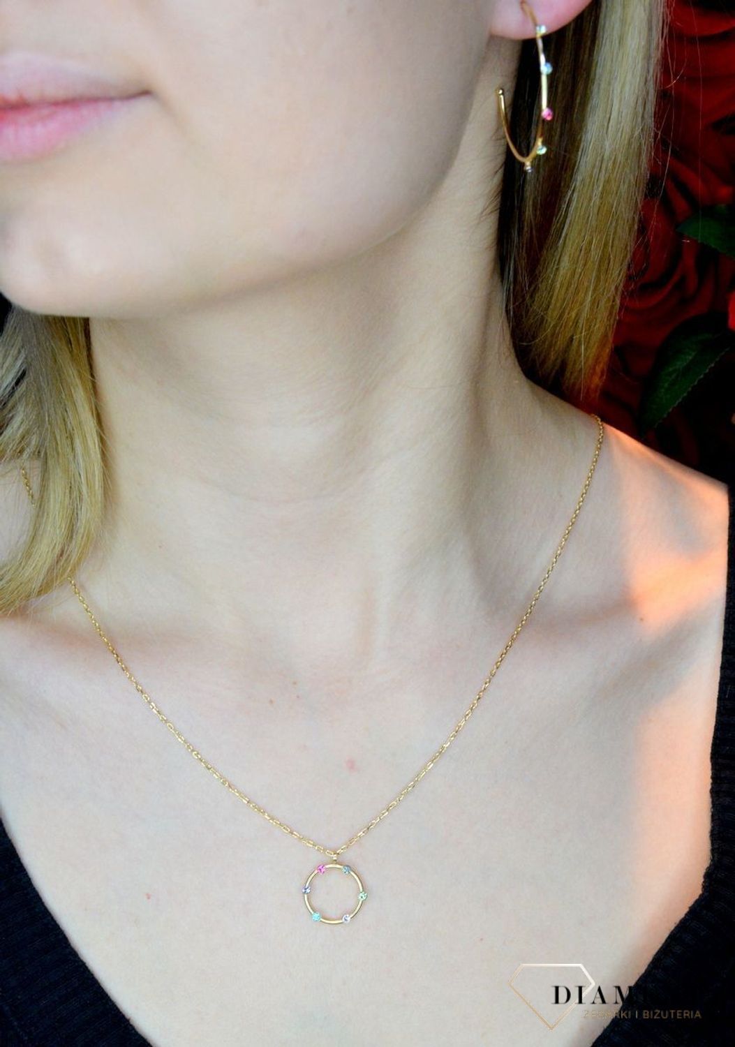 Naszyjnik pozłacany Victoria Cruz “ Kolorowa aureola ” 925 A3559-MDG Wyjątkowa biżuteria z Victoria Cruz wykonana z najwyższej p.JPG