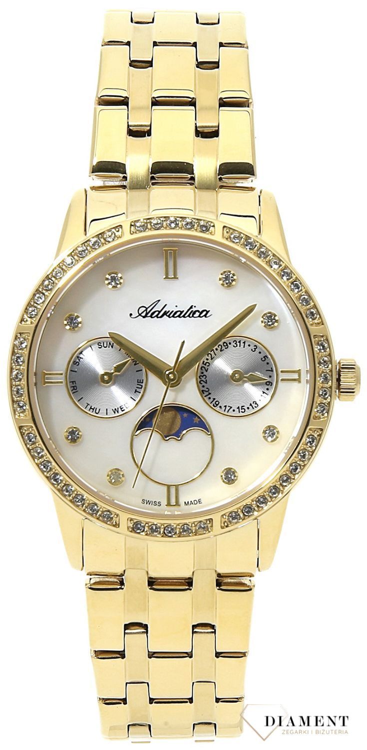 Zegarek damski na złotej bransolecie Adriatica z fazą księżyca A3601.111FQFZ2.jpg