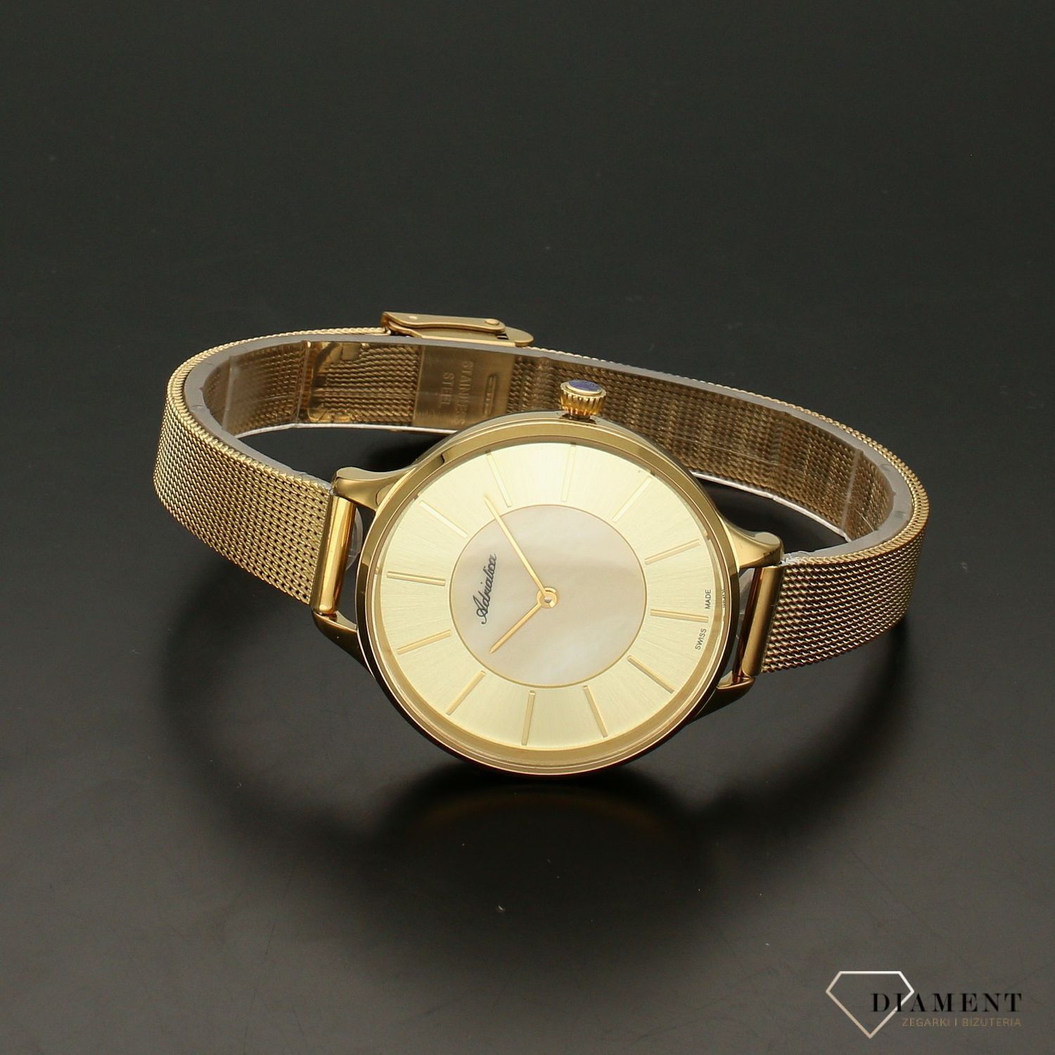 Zegarek damski złoty Adriatica A3633.111SQ na bransolecie..jpg