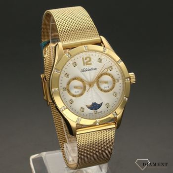 Zegarek damski wyposażony jest w kwarcowy mechanizm, zasilany za pomocą baterii. Zegarek damski w kolorze złota. Wyraźna i czytelna tarcza. Zapraszamy!  (1).jpg