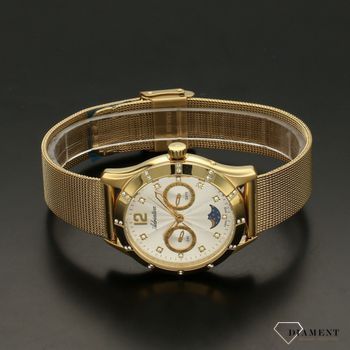Zegarek damski wyposażony jest w kwarcowy mechanizm, zasilany za pomocą baterii. Zegarek damski w kolorze złota. Wyraźna i czytelna tarcza. Zapraszamy!  (3).jpg