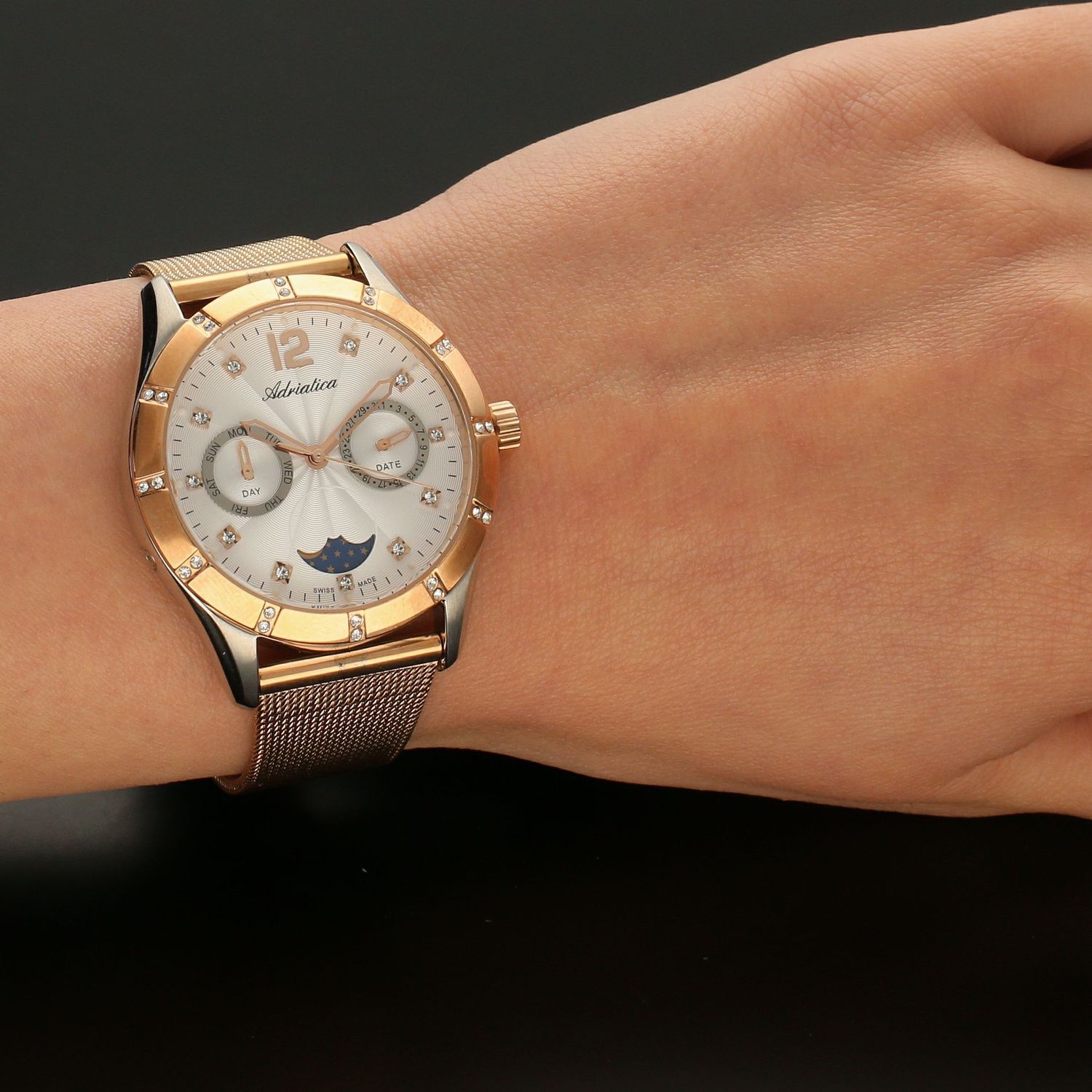 Zegarek damski z fazą księżyca i dodatkowym paskiem Adriatica A3698.R173QFZ.jpg