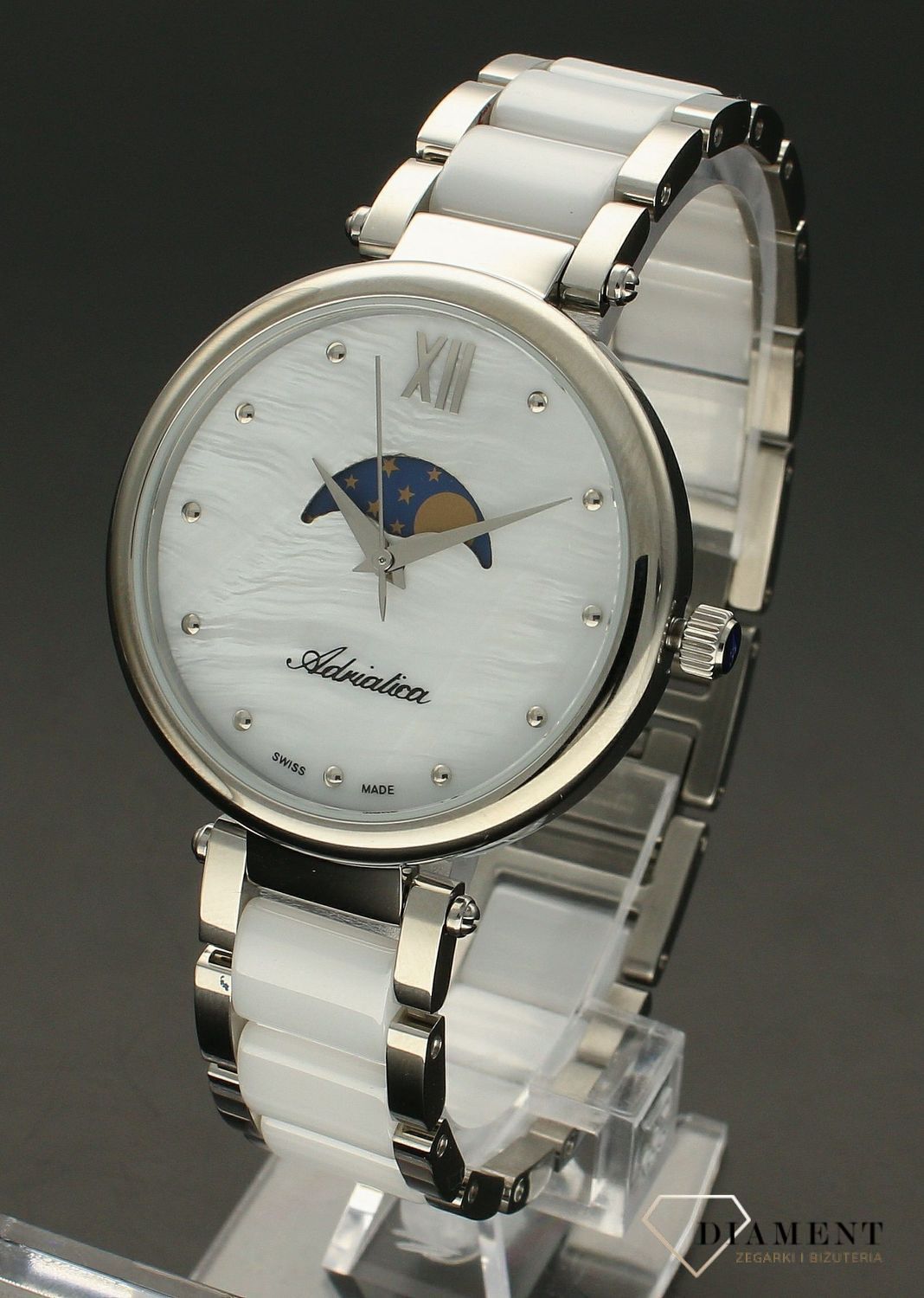 Zegarek damski na bransolecie Adriatica A3705.C18FQM Fazy Księżyca. Zegarek damski na bransolecie. Zegarek damski Adriatica. Zegarek damski Adriatica z fazami księżyca. Zegarek z masą perłową. Zegarek damski idealny na prezent..jpg