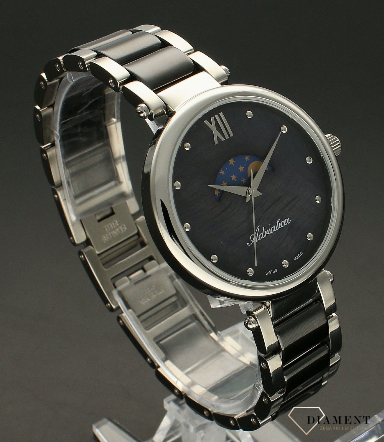 Zegarek damski na bransolecie Adriatica A3705.E18MQM Fazy Księżyca.webp