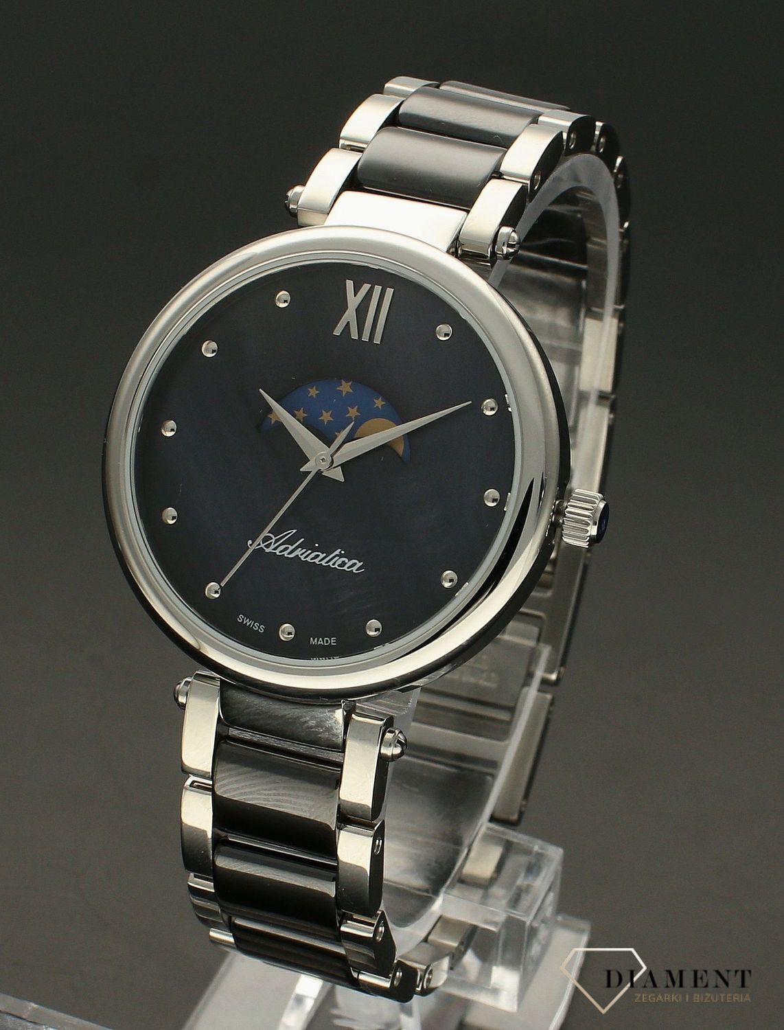 Zegarek damski na bransolecie Adriatica A3705.E18MQM Fazy Księżyca.webp