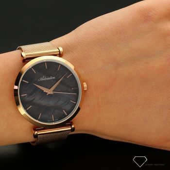 Zegarek damski Adriatica w kolorze różowego złota. Piękna tarcza wykonana z ciemnej masy perłowej. Wymarzony prezent ✓ Prezent dla ukochanej ✓ Kurier Gratis 24h✓  (5).jpg
