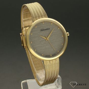 Zegarek damski złoty z szarą tarczą  na bransolecie Adriatica A3716 (1).jpg