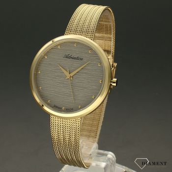 Zegarek damski złoty z szarą tarczą  na bransolecie Adriatica A3716 (2).jpg