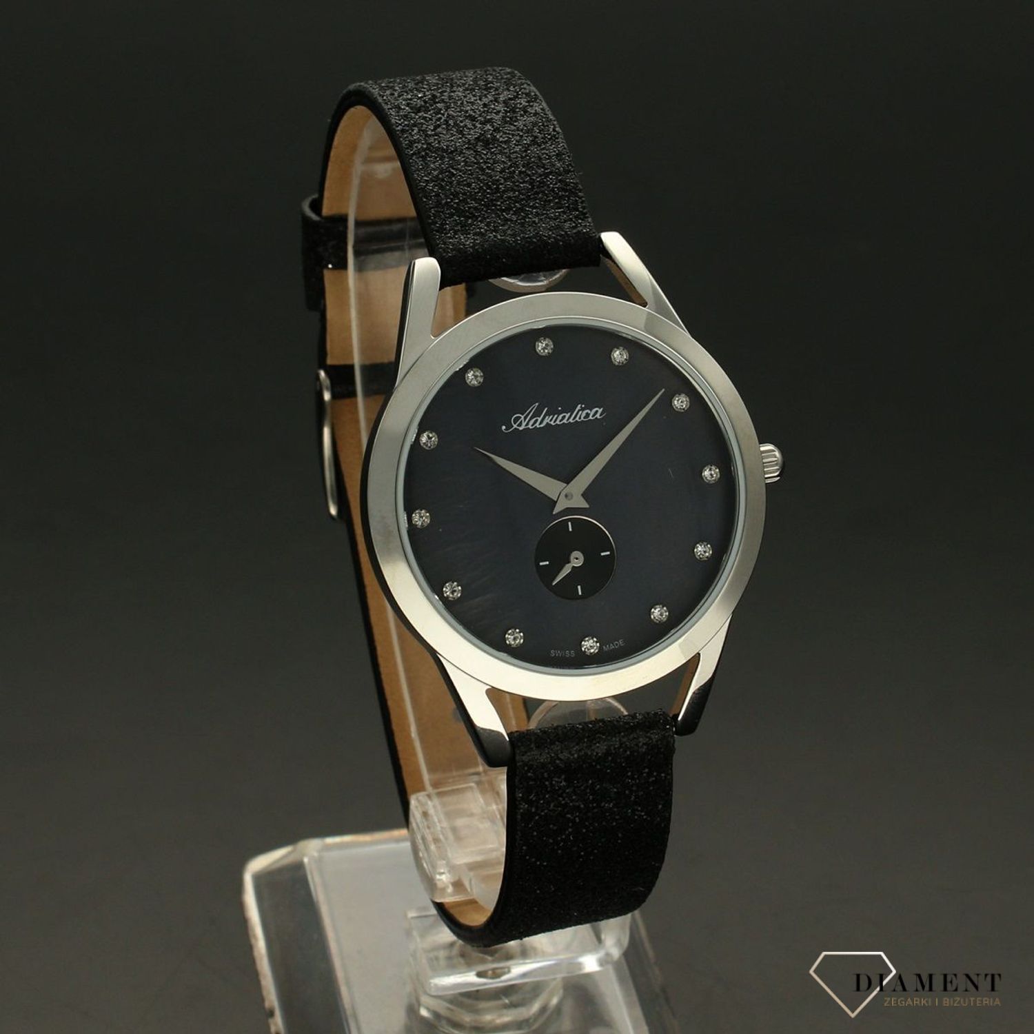 Zegarek damski Adriatica 'perłowa tarcz, brokatowy pasek'.jpg