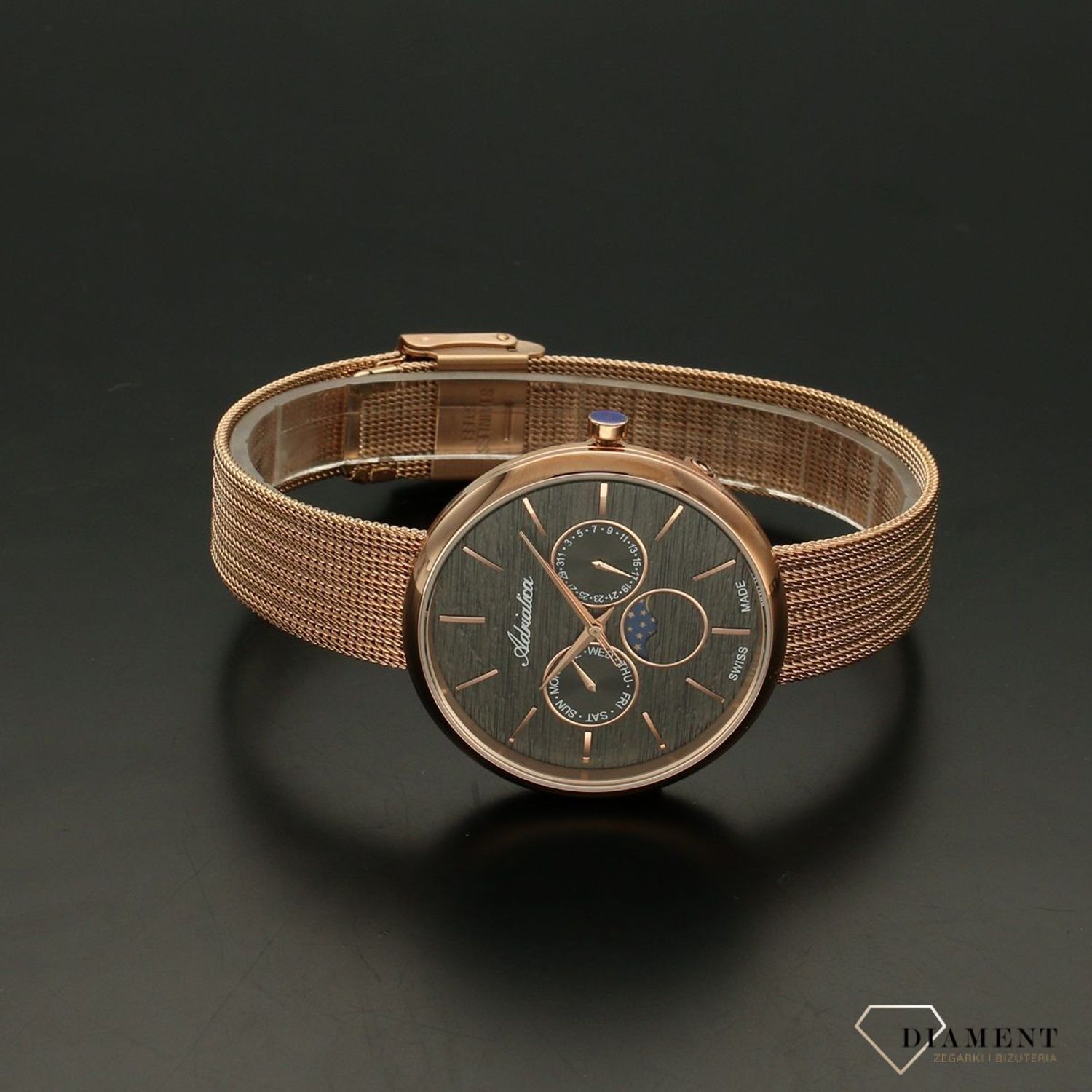 Zegarek damski Adriatica Moonphase Różowe złoto.jpg
