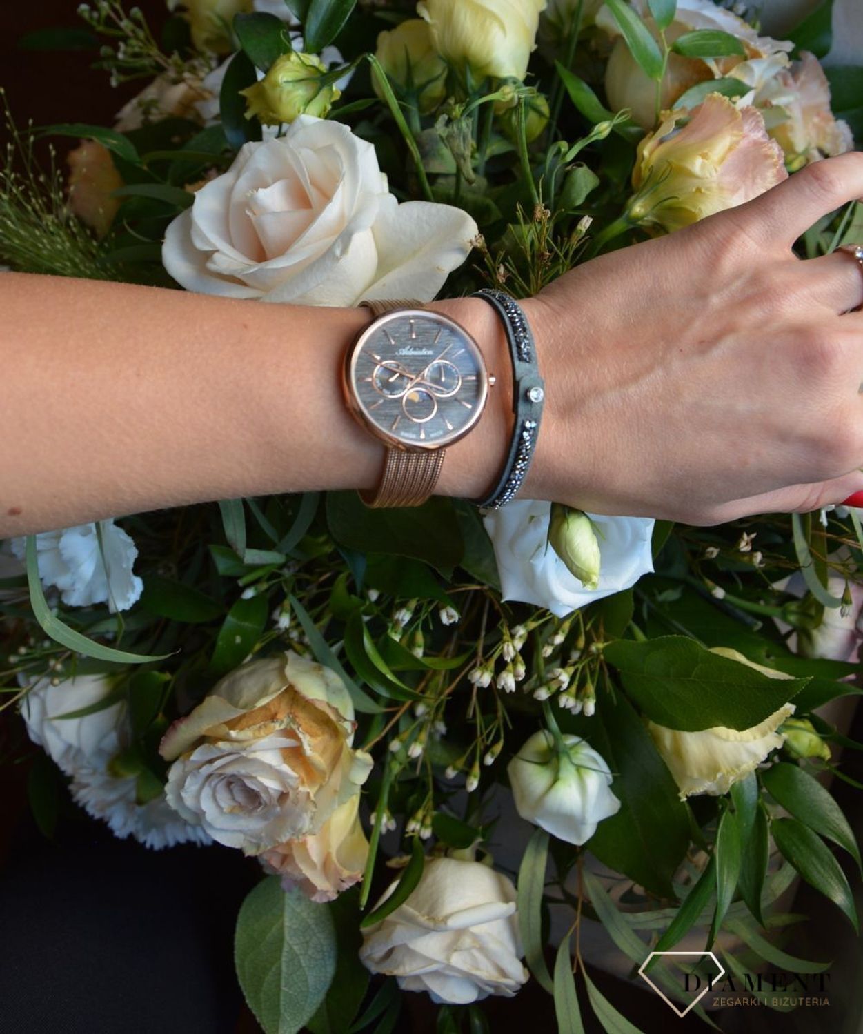 Zegarek damski Adriatica Moonphase Różowe złoto.jpg