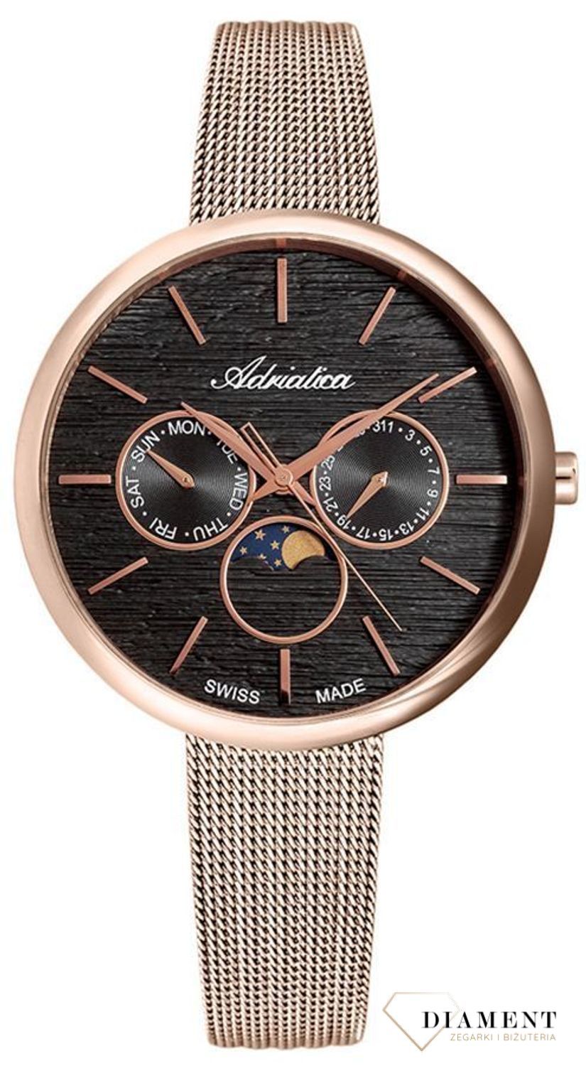 Zegarek damski Adriatica Moonphase Różowe złoto.jpg