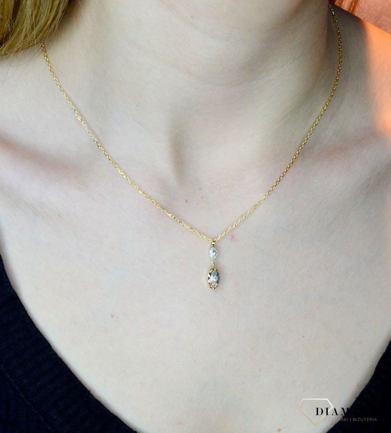 Naszyjnik pozłacany Victoria Cruz “ Spływające kryształy ” 925 A3733-02DG Wyjątkowa biżuteria z Victoria Cruz wykonana z najwyżs.JPG