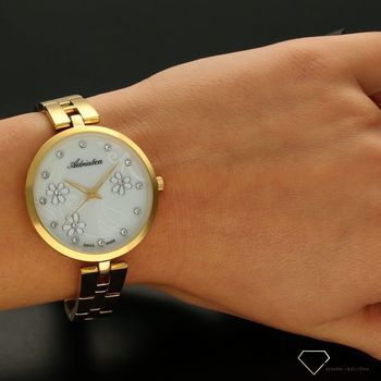 Zegarek damski Adriatica kwiatowa tarcza  A3741.114FQ ✅ Zegarek damski Adriatica z precyzyjnym szwajcarskim mechanizmem kwarcowym zamknięty w kopercie w kolorze żółtego złota.  (2).jpg