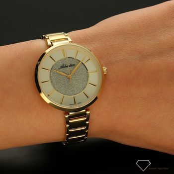 Zegarek damski złoty na bransolecie Adriatica A3752.1111Q z brokatowym efektem na tarczy.Zegarek szwajcarskiej marki Adriatica (5).jpg