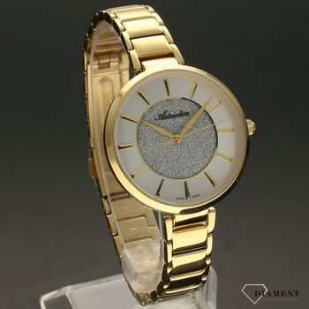 Zegarek damski złoty na bransolecie Adriatica A3752.1113Q z brokatowym efektem na tarczy.Zegarek szwajcarskiej marki Adriatica ✓  (1).jpg