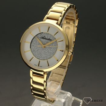 Zegarek damski złoty na bransolecie Adriatica A3752.1113Q z brokatowym efektem na tarczy.Zegarek szwajcarskiej marki Adriatica ✓  (2).jpg