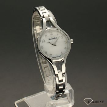 Zegarek damski na bransolecie stalowek Adriatica  A3758.512FQ z cyframi na tarczy i masą perłową.  (1).jpg