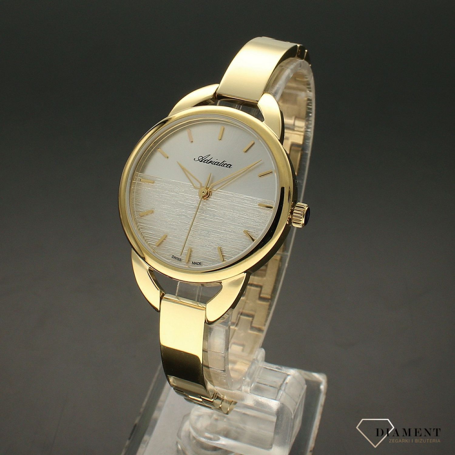 Zegarek damski na bransolecie w kolorze złotym Adriatica A3765.1113Q.jpg