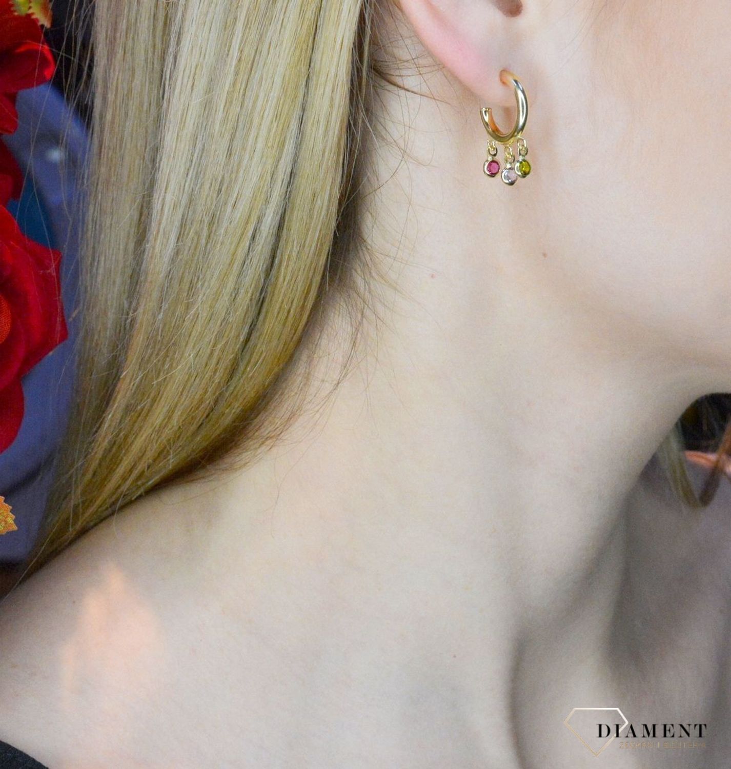 Kolczyki pozłacane Victoria Cruz “ Małe, wielobarwne koła ” 925 A3766-MDT  Wyjątkowa biżuteria z Victoria Cruz wykonana z najwyż.JPG