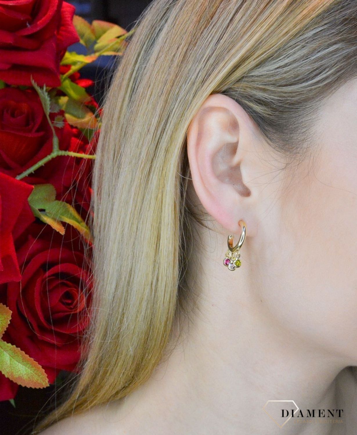 Kolczyki pozłacane Victoria Cruz “ Małe, wielobarwne koła ” 925 A3766-MDT  Wyjątkowa biżuteria z Victoria Cruz wykonana z najwyż.JPG