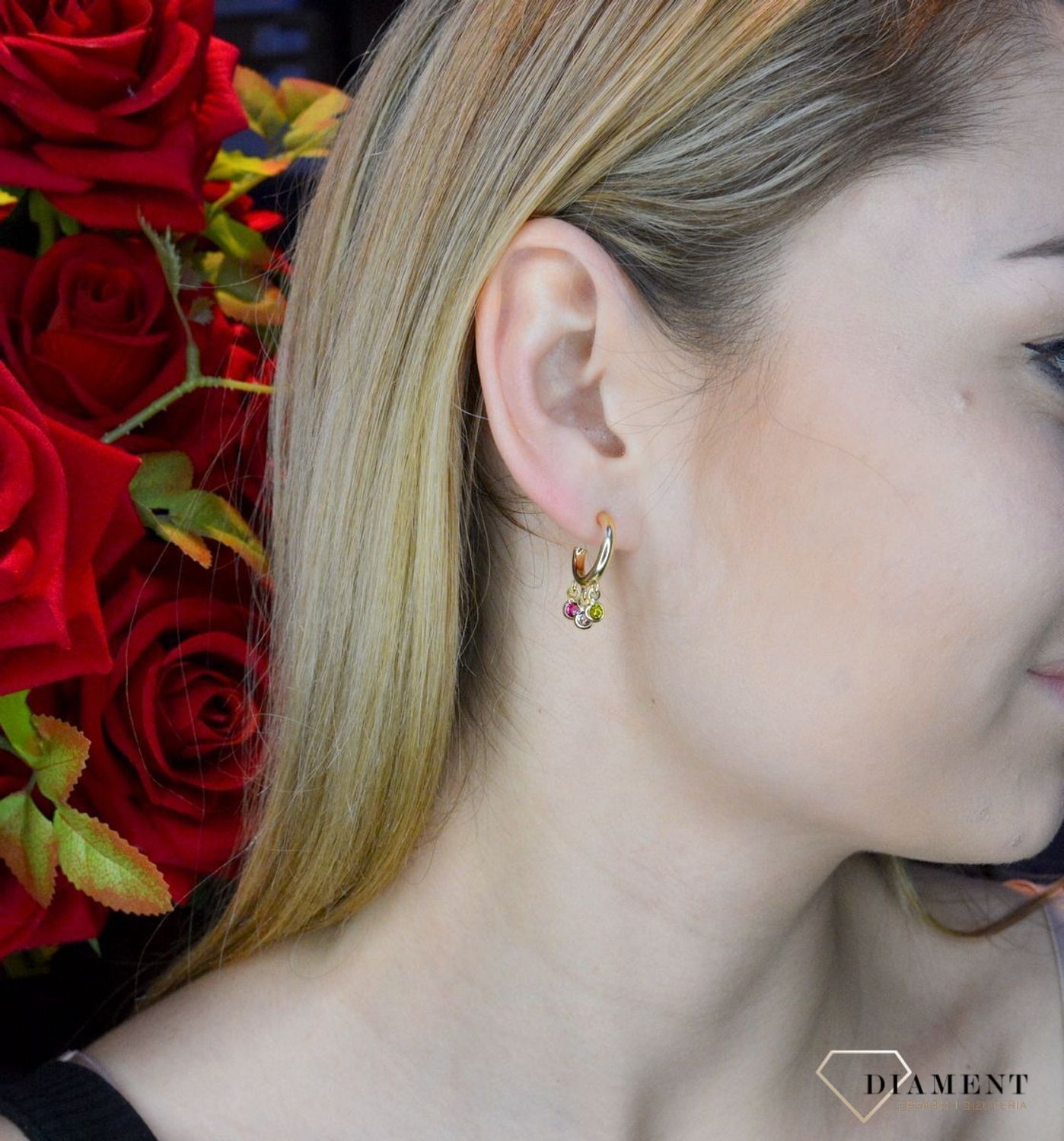 Kolczyki pozłacane Victoria Cruz “ Małe, wielobarwne koła ” 925 A3766-MDT  Wyjątkowa biżuteria z Victoria Cruz wykonana z najwyż.JPG