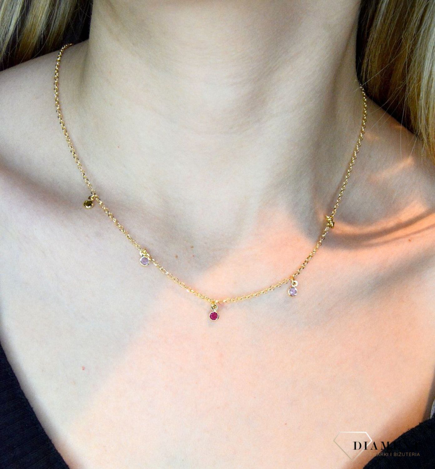 Naszyjnik pozłacany Victoria Cruz “ wielokolorowe oczka ” 925 A3770-MDG Wyjątkowa biżuteria z Victoria Cruz wykonana z najwyższe.JPG