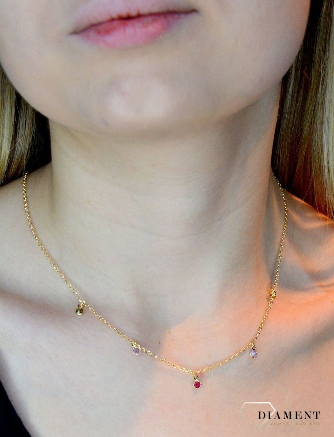 Naszyjnik pozłacany Victoria Cruz “ wielokolorowe oczka ” 925 A3770-MDG Wyjątkowa biżuteria z Victoria Cruz wykonana z najwyższe.JPG