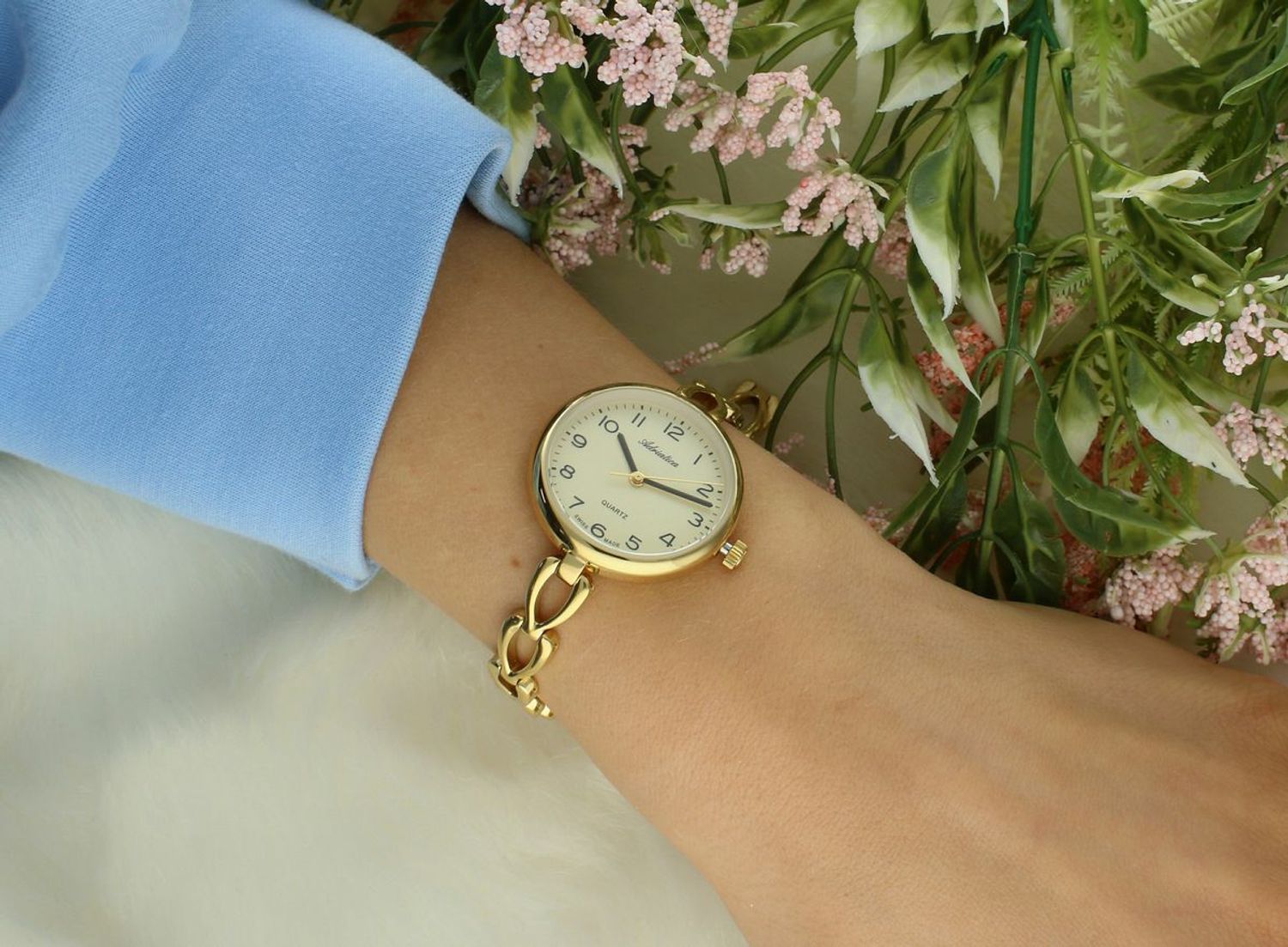 Zegarek Adriatica A3785.1121Q – Złoty Zegarek Damski Biżuteryjny Swiss Made + Grawer Gratis.jpg