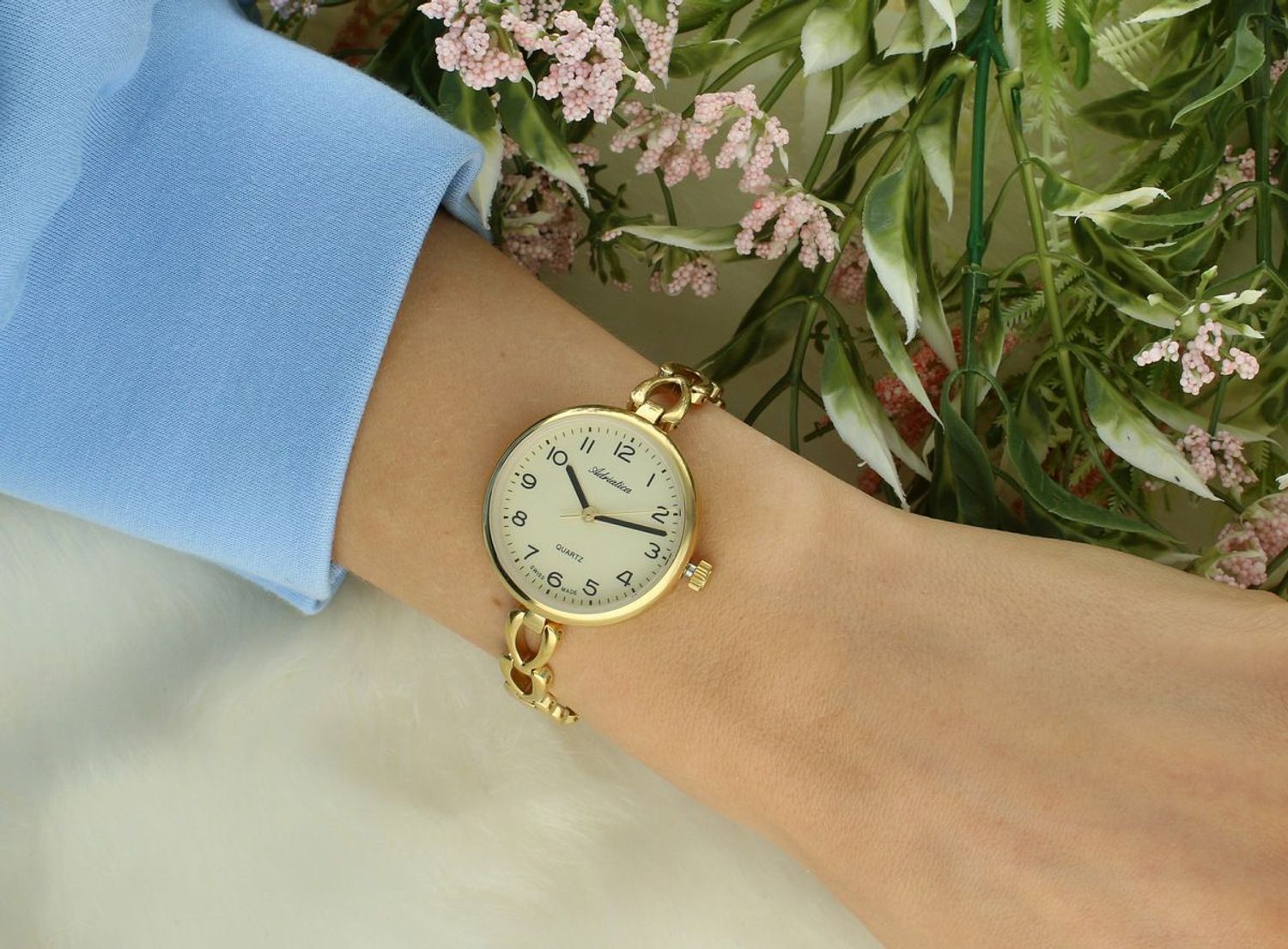 Zegarek Adriatica A3785.1121Q – Złoty Zegarek Damski Biżuteryjny Swiss Made + Grawer Gratis.jpg