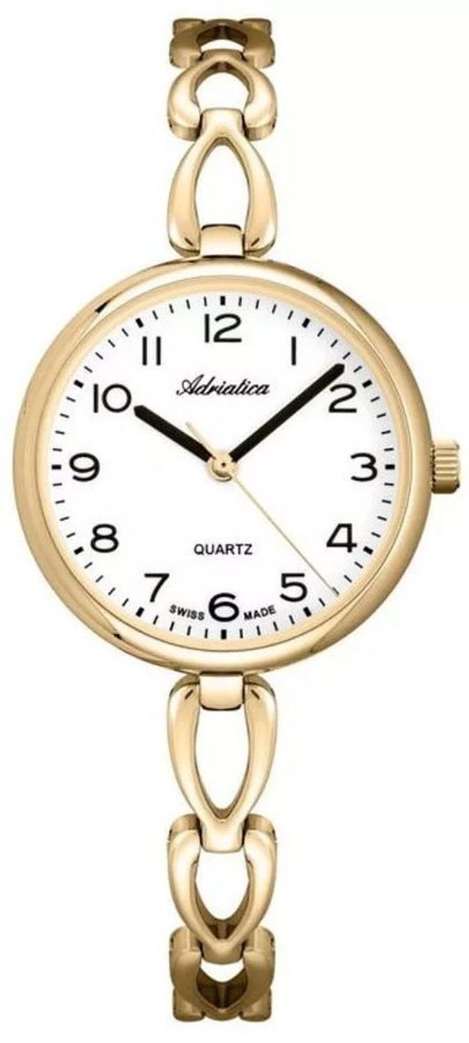 Zegarek Adriatica A3785.1123Q – Złoty Zegarek Damski z Białą Tarcza i Bransoletą Biżuteryjną + Grawer Gratis.jpg