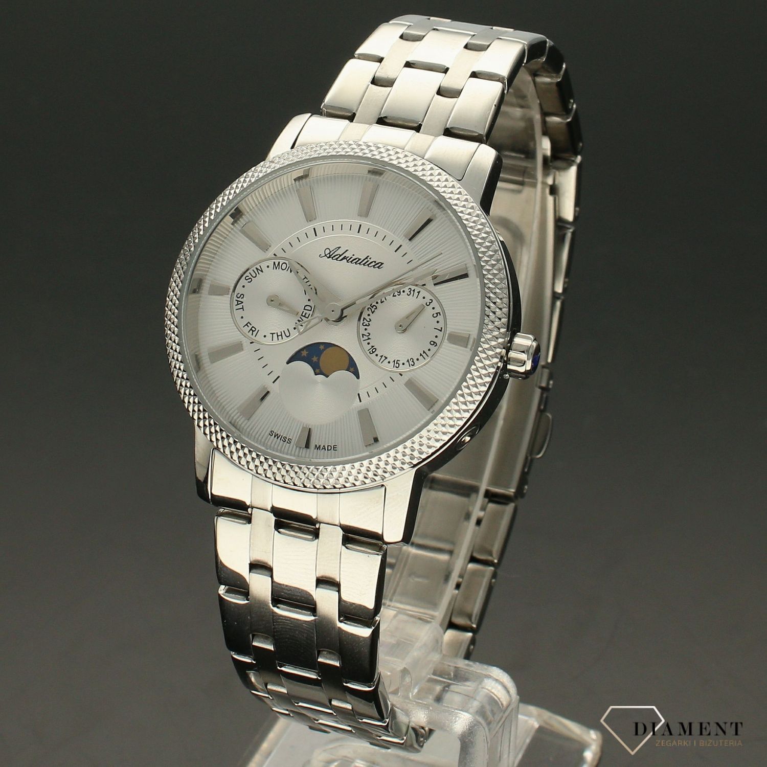 Zegarek damski na bransolecie Adriatica A3808.5113Q z fazą księżyca.jpg