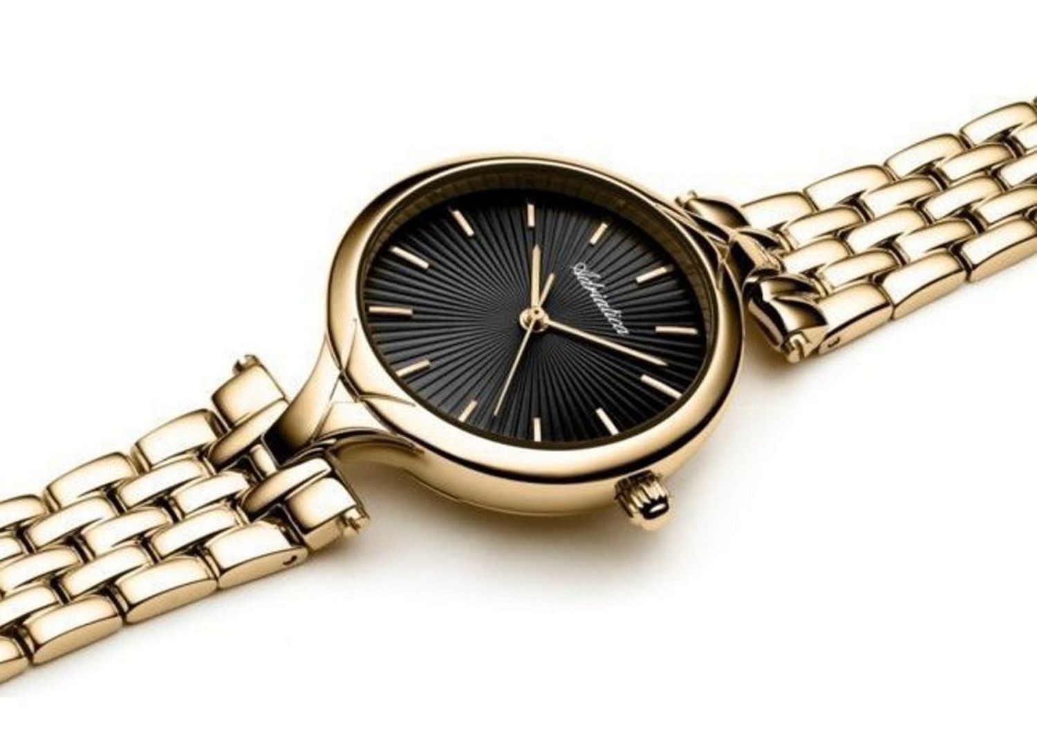 Zegarek damski ADRIATICA A3825.1114Q Zegarek zachowany w nowoczesnym wyglądzie. Tarcza zegarka w czarnym kolorze ozdobiona indeksami w kolorze złotym1.jpg