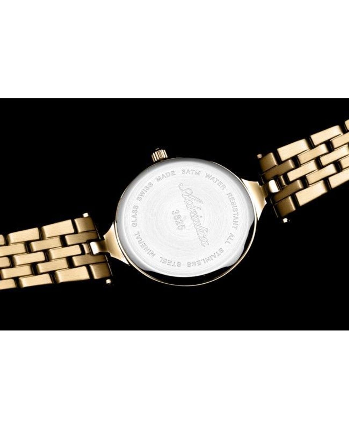 Zegarek damski ADRIATICA A3825.1114Q Zegarek zachowany w nowoczesnym wyglądzie. Tarcza zegarka w czarnym kolorze ozdobiona indeksami w kolorze złotym1.jpg