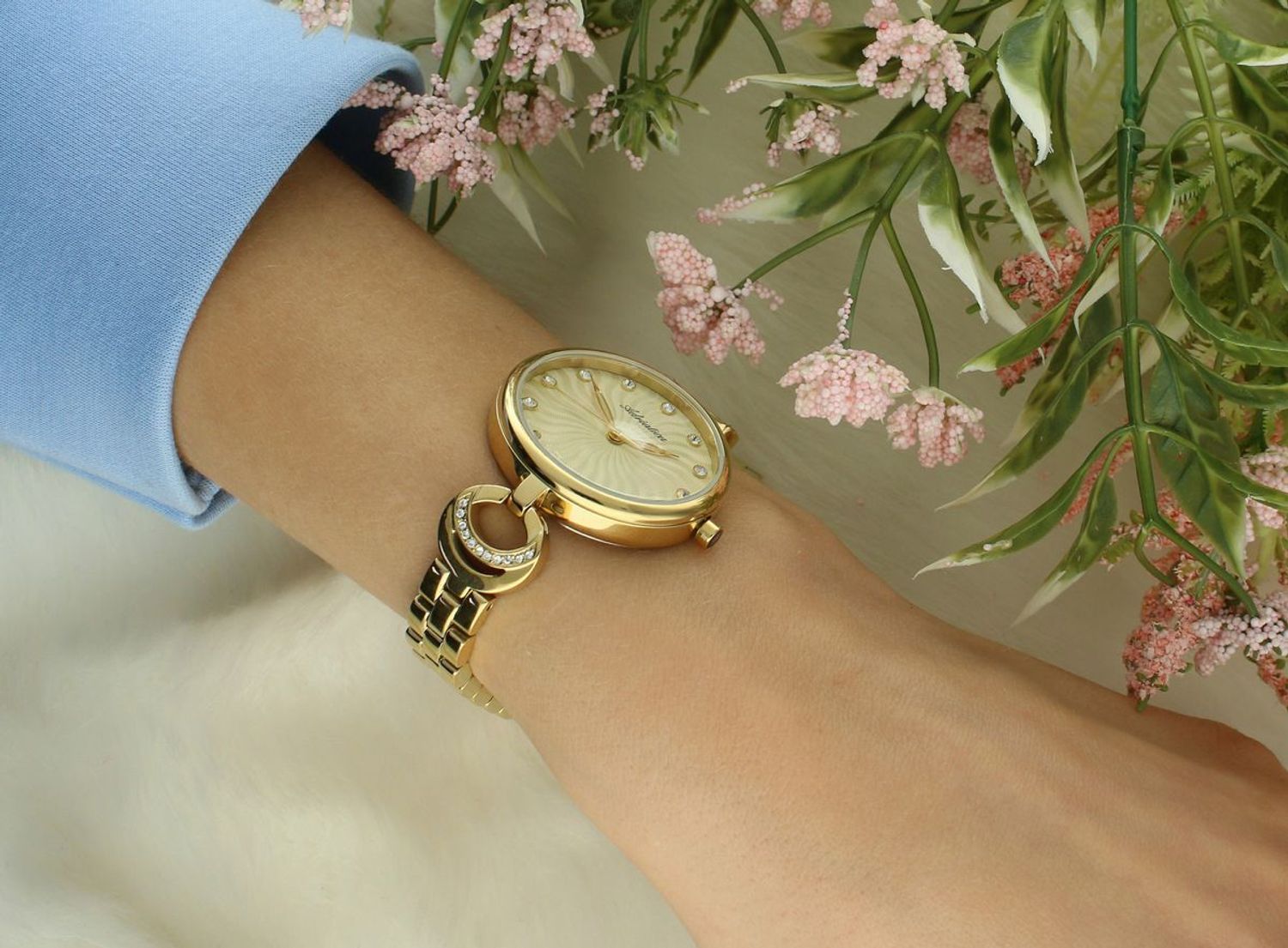 Zegarek Adriatica A3827.1141Q – Złoty Zegarek Damski z Cyrkoniami Swiss Made Grawer Gratis.jpg