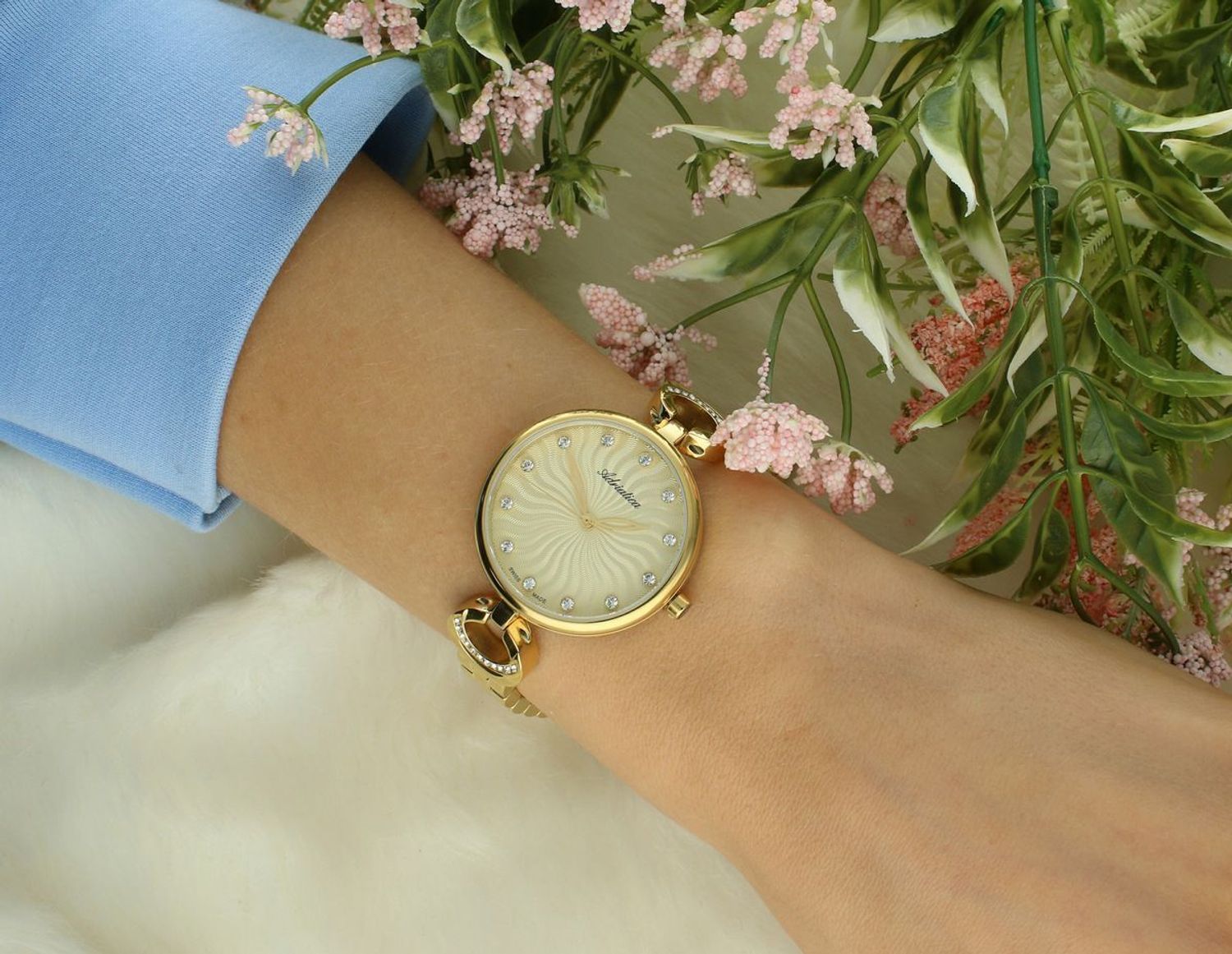 Zegarek Adriatica A3827.1141Q – Złoty Zegarek Damski z Cyrkoniami Swiss Made Grawer Gratis.jpg