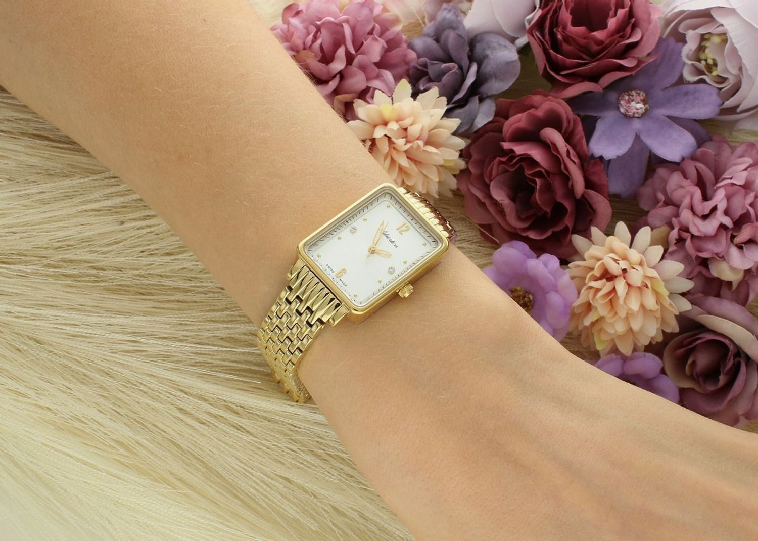 Zegarek damski Adriatica A3829.1173Q złoty, srebrna tarcza z cyrkoniami.jpg