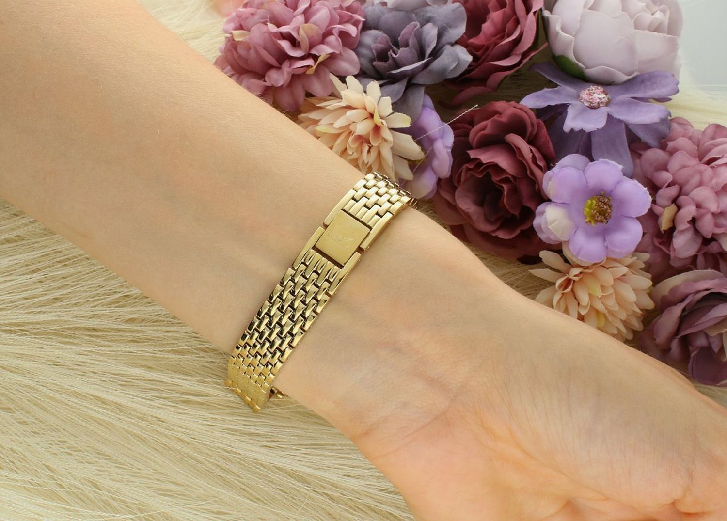 Zegarek damski Adriatica A3829.1176Q złoty prostokąt, czarna tarcza z cyrkoniami.jpg