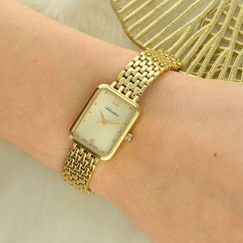 Zegarek Damski Adriatica Classic A3849.1171Q – Złoty Swiss Made, Prostokątny gold.jpg