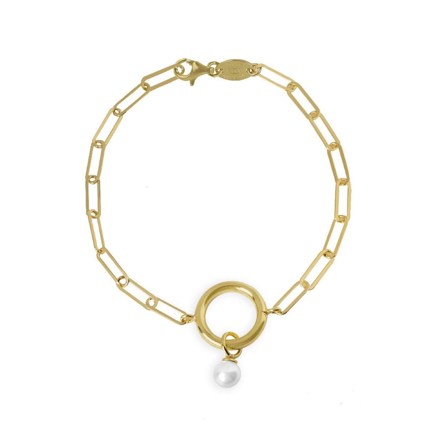 Bransoletka pozłacana z perłą Victoria Cruz “ Je t´aime circles ” 925 A3910-DP Wyjątkowa biżuteria z Victoria Cruz wykonana z na.JPG